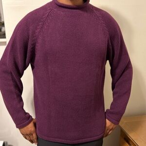 Vintage 1980s 1990s Maroon J. Crew Rollneck Sweater M - 100% Cotton - Y2K Fall